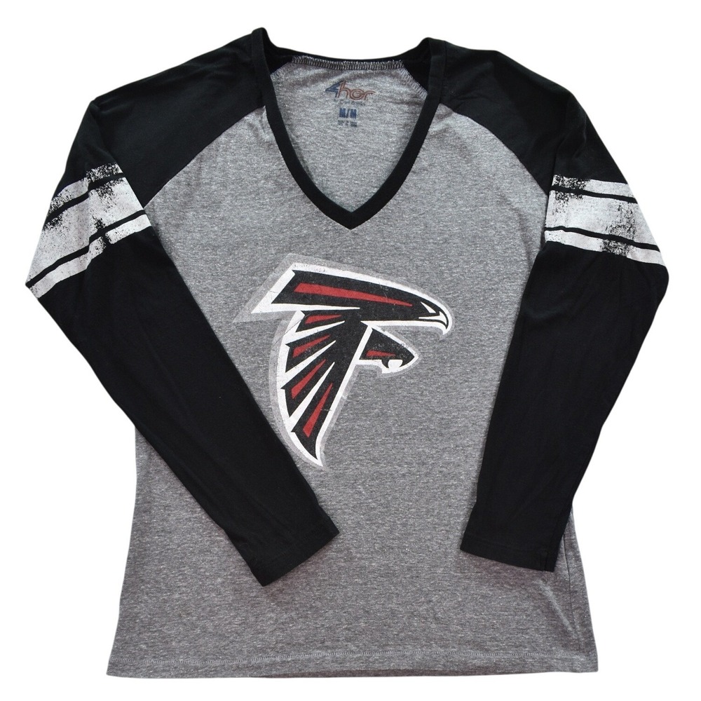 Atlanta Falcons G-III 4Her Carl Banks Womens Gray Long Sleeve V-Neck T-Shirt M